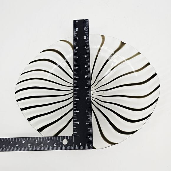 DINO MARTENS MCM MURANO ART GLASS MEZZA FILIGRANA BIANCO NERO FREEFORM OVAL BOWL - Picture 8 of 11